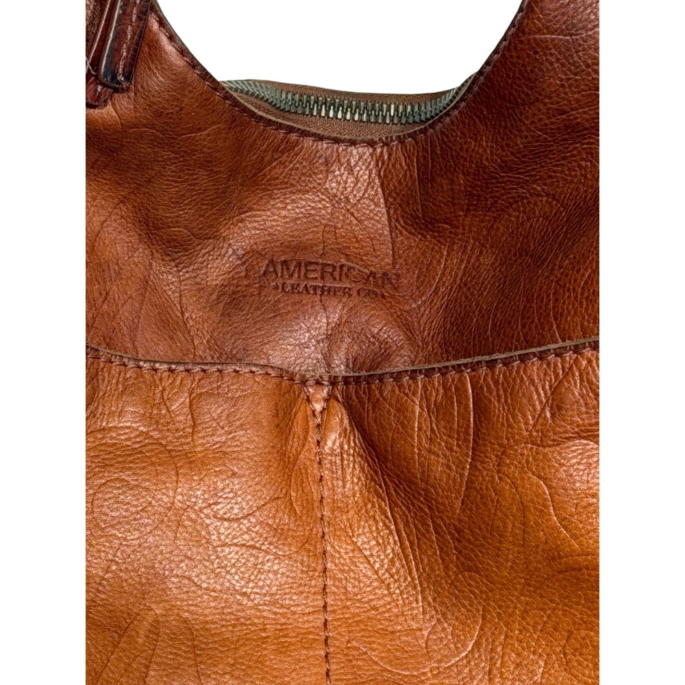 American Leather Co Brown Slouchy Hobo Bag Boho Chic Neutral Earthcore Vintage - Picture 6 of 16